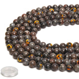 70PCS Natural 8MM Healing Gemstone, Yooperlite Stones Energy Stone Round Loose Beads, Semi-Precious Crystal Beads with Free Elas