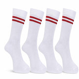Rysn Boys & Girls White In Red Striped School Calf Socks, Pack Of 4 Pairs, 78Years