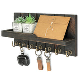 Rebee Vision Farmhouse Key Holder Wall Mount for Home Decor- Rustic Wooden Key Holder for Wall with Floating Shelf & 7 Sturdy Ho