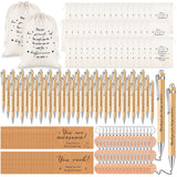 Yeaqee 50 Sets Employee Appreciation Gift Include Motivational Burlap Drawstring Bags Wood Retractable Ballpoint Pens Inspiratio