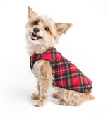 Goldpaw Stretch Fleece Dog Sweater - with Spandex for 4-Way Stretch - Soft, Comfortable Dog Coat - Machine Washable - Made in the USA - Red Classic Plaid - Size 26