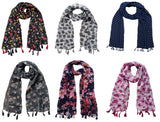 Fusfus WomenS Printed Scarf And Stoles, (Multicolor, Fs074) Pack Of 6