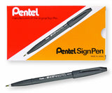 Pentel Arts Sign Pen Touch, Fude Brush Tip, Black Ink , Box of 12 (SES15NA)