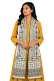 Ethnics Of Kutch Womens Ajrakh Mashru Silk Natural Dye Hand Block Print Stole With Tassels 2 Mtr Length (Cream 07701O)