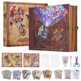 Our Adventure Book 148-Page DIY Handmade Scrapbook Kit - Embossed Leather Cover - Gift Boxed with Full DIY Accessories for Coupl