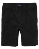 The Childrens Place boys Stretch Chino Shorts, Black, 16