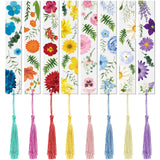 Outus 8 Sets Flower Acrylic Bookmarks Transparent Acrylic Cute Floral Bookmarks with Colorful Tassels for Women Teacher Book Lov