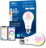 Cree Lighting Connected Max Smart Led Bulb A19 60W Tunable White + Color Changing, 2.4 Ghz, Works with Alexa and Google Home, No