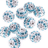 RUBYCA Stripes Czech Crystal Round Disco Ball Clay Beads fit Shamballa Jewelry (100pcs, 10mm, Blue)