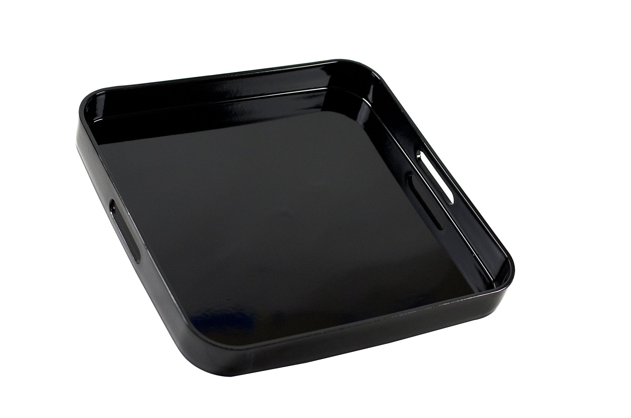 10 Strawberry Street 13.5 Lacquer Round Serving Tray with handles, Black