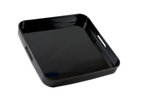 10 Strawberry Street 13.5 Lacquer Round Serving Tray with handles, Black