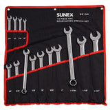 Sunex 9915 VGroove Fractional Full Polish Combination Wrench Set, 3/8Inch 11/4Inch, Fully Polished, 14Piece (Includes Rol