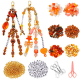Ferreve 630 Pcs Fall Bead Orange Keychain Making Kit Autumn DIY Crafts Adjustable Letter Maple Leaf Alphabet Fall Bag Charms Tha