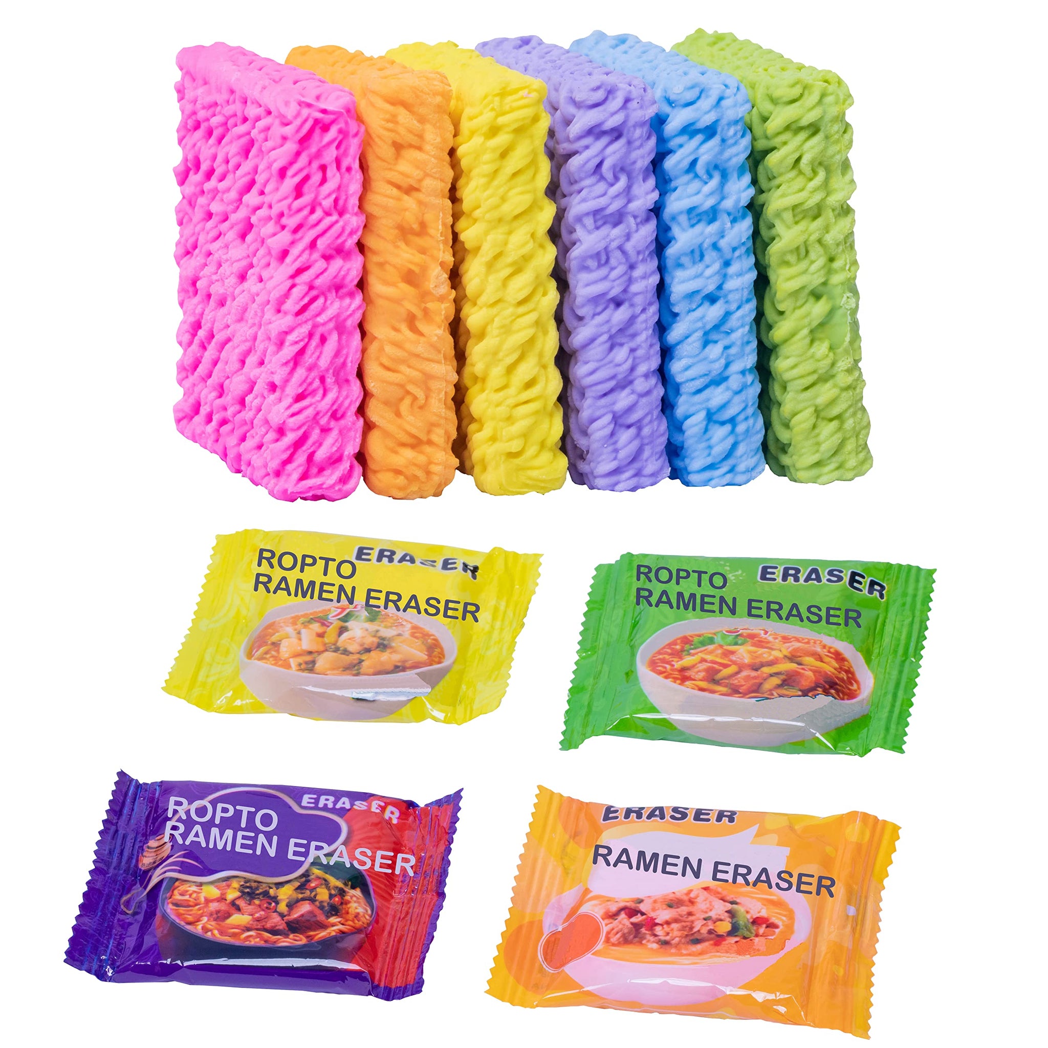 ROPTO 16 PCS Mini Food erasers for Kids Classroom Spicy Ramen Noodles Erasers Cute erasers for Kids Bulk Desk Pets Valentines Gi