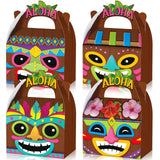 Glenmal 24 Pcs Hawaiian Aloha Party Boxes Tiki Luau Treat Boxes with Handles Summer for Aloha Festival Hawaiian and Luau Party S