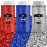 Glitter Bulk Set, 4th of July Fine Glitter for Crafts, Resin and Scrapbooking 3 Pack - 1 LB/16OZ Each Shaker Bottles Independenc