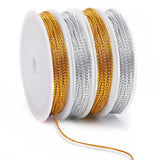 JUNEBRUSHS 87 Yards Christmas Metallic Ornament String, Gold Silver Cording String Hanger for Crafts Ribbon Metallic Cord for Or