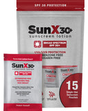 CoreTex Sun X 30+ SPF Broad Spectrum Sunscreen Packets with Resealable Travel Bag - Pack of 15 Paraben, Oxybenzone, Octinoxate, 