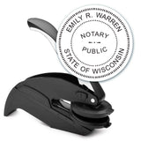 MaxMark Notary Seal Round Embosser for Wisconsin State - Includes Gold Burst Seal Labels (50 Count)
