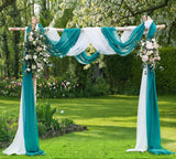 WARM HOME DESIGNS XXL Wedding Arch Draping Fabric Bundle Has 2 360 Inch (30 FT; 10 Yards) Scarves in Teal & White for Wedding Ce
