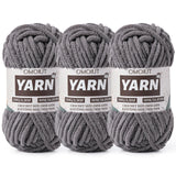 3 Pack Dark Grey Fluffy Chunky Chenille Crochet Yarn, Baby Yarn for Crocheting Soft Blanket, Bulky Velvet Yarn (100g/54.8yds Eac