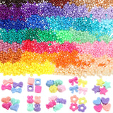 Huquary 21000 Pcs Pony Beads Bulk 6 x 9 mm Mix Shapes Plastic Kandi Beads for Bracelet for Multicolor Craft Making Rainbow Neckl
