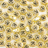 Yiizzxin 200Pcs Round Ancient Gold Letter K Beads,4x7mm Flat Letter-K Bead for Bracelets,Alphabet Beads for Jewelry Making DIY N