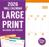 2026 Large Print Full Size Wall Calendar for Planning, Scheduling, and Organizing