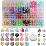 10mm Crackle Glass Beads for Jewelry Making 600pcs Assorted Panited Handcrafted Round Beads for Bracelet Lampwork Smooth Loose B