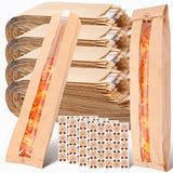 MAQUITA 100 Pack Paper Bread Bag with Window, Long French Bread Bag with 100 pcs sticker, Brown Baguette Bags, Loaf Storage Pack