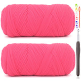 2 Pack Tshirt Yarn for Crocheting,Hot Pink T Shirt Chunky Elastic Fabric Thick T-Shirt Crochet Yarn for Beginners Crocheting Han