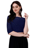 Pujia Mills Blouse For Women Blouse Readymade Stylish Design Blouses For Women Readymade Blouse For Women Stylish Fancy Blouse Stitched Blouse For Women Saree Blouse Navy Blue Blouse Readymade Navy Blue 34