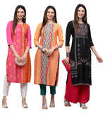 Anni Designer Women'S Crepe Straight Kurta Combo Pack Of 03 (Crepecombo_3_183_Khaki_M Khaki_Medium),Khaki,M