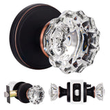 SHINY HANDLES Glass Door Knobs Interior with Lock, Crystal Privacy Door Knob for Bedroom and Bathroom, Interior Door Knobs Oil R