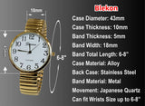 Ladies Large Number Face Stretch Band Watch Gold 1262G