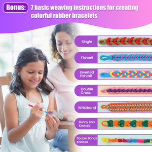 FUNiOi Kids Art and Craft Kit, Rubber Band Bracelet Make Toy, Cat Weaving Comb, 1000+ Colorful Hair Ties, DIY, Organizer Case, G