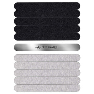 Americanails Stainless Steel Nail File Kit with EasyPeel Cushioned Abrasive Strips