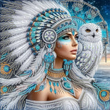 SuuTang Special Shape Diamond Art Kits for Adults Beginners, Native Indian 5D Diamond Painting Kits for Animals Owl, DIY Crystal