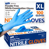 Supmedic Medical Nitrile Exam Gloves, Latex-Free, Powder-Free, Food Safe, Cooking Food Prep, Disposable Gloves, Blue, 100 Pcs (X