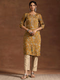 Libas Women'S Silk Printed Straight Kurta (29216 Mustard Mustard 2Xl