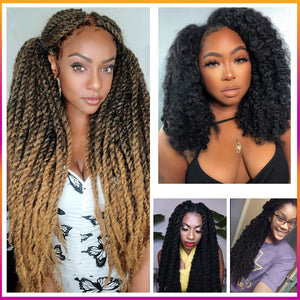 (2) - ToyoTress 6packs/lot Afro Kinky Curly Marley Braids Hair Extensions Kanekalon Synthetic Twist Crochet Braiding Hair (2)