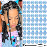 VENOFEN 60PCS Blue Hair Beads Transparent AB Round Bead for Locs Hair Dreadlock Jewelry Cute Glitter Pony Beads for Kids Girls D