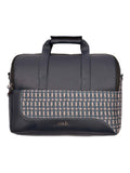 Zouk Blue Office Laptop Bag For Men | Vegan Leather Work Bag With 15.6Inch Laptop Compartment, Trolley Sleeve & Shoulder Strap 