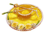 SUKAINA TRENDS Haldi and Mehndi Platter for Haldi, Mehndi Ceremony | Round Decorated Wedding Tray | Wedding Items for Bride and