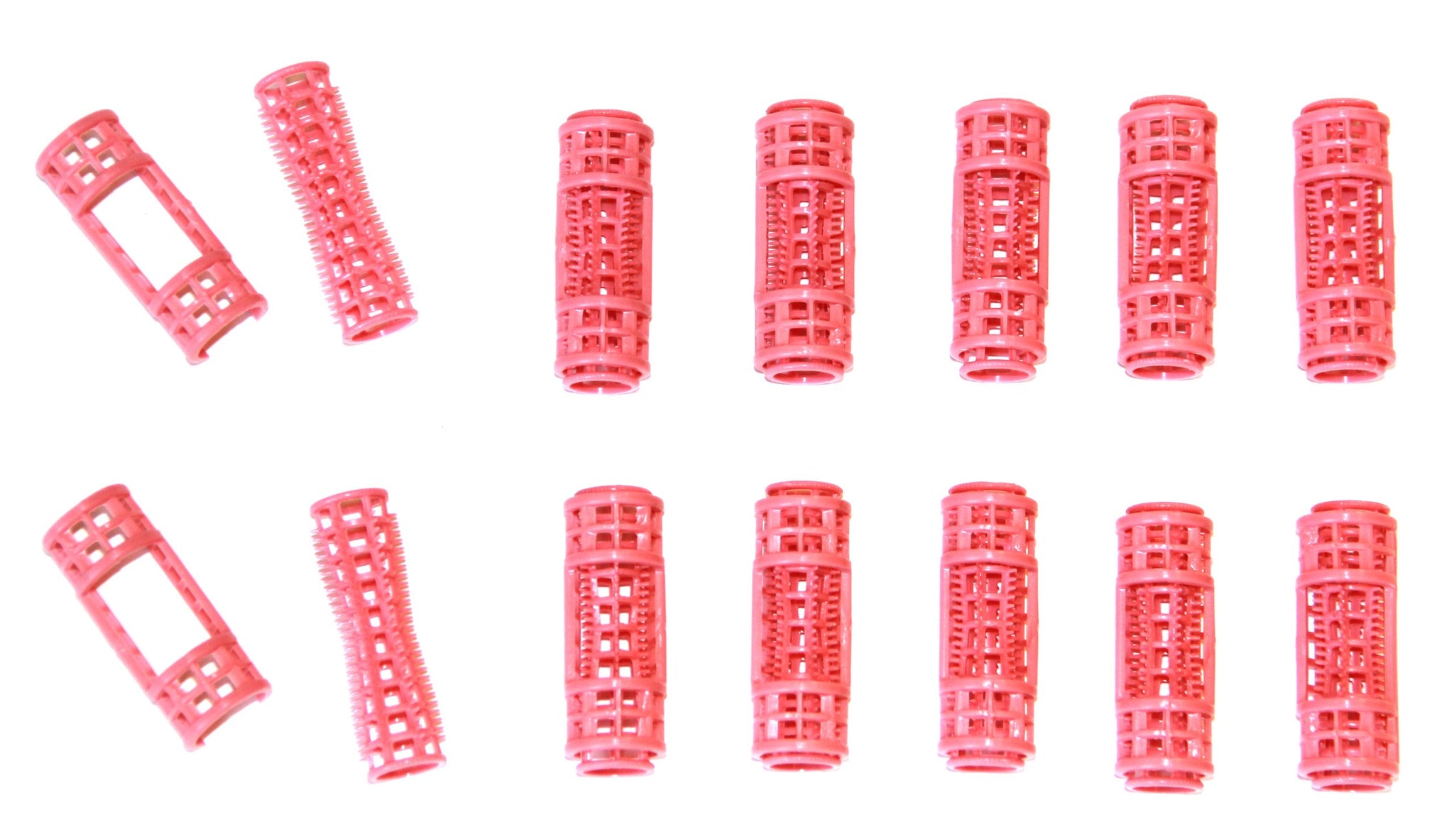 12pc Small Mini Tiny Snap On (Clip-On) Hair Rollers PINK