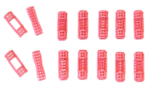 12pc Small Mini Tiny Snap On (Clip-On) Hair Rollers PINK