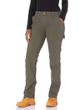 Dickies Womens Relaxed Straight Carpenter Duck Pant, Rinsed Moss Green, 12