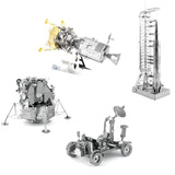 Fascinations Apollo 3D Metal Model Kits Set of 4 - CSM with LM, Lunar Module, Rover, Saturn V with Gantry