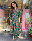 Anni Designer Women'S Rayon Blend Anarkali Printed Kurta With Palazzo & Dupatta (Cia Green-Vks01_Xxl_Green_Xx-Large),Green,2XL,,,