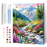 Hlison Paint by Numbers Kit for Adults, Mountains Landscape Adults Paint by Number Kits on Canvas, DIY Stream Paint by Number fo